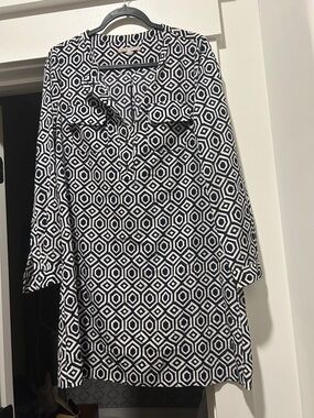 Blue & White Geometric Print Women's Tunic Skirt